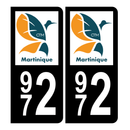 Autocollant Plaque d'immatriculation 972 Martinique Bis