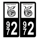 Autocollant plaque d'immatriculation 972 Martinique Noir
