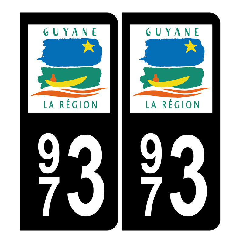 Autocollant Plaque d'immatriculation 973 Guyane
