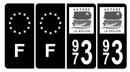 Lot 4 Autocollants plaque d'immatriculation 973 Guyane Noir