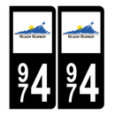 Autocollant plaque d'immatriculation 974 La Réunion Noir