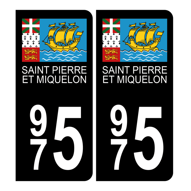 Autocollant Plaque d'immatriculation 975 Saint Pierre et Miquelon