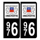 Autocollant Plaque d'immatriculation 976 Mayotte Noir