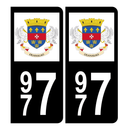 Autocollant Plaque d'immatriculation 977 Saint-Barthélemy Noir
