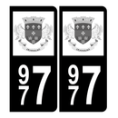 Autocollant Plaque d'immatriculation 977 Saint-Barthélemy