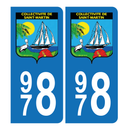 Autocollant Plaque d'immatriculation 978 Collectivité de Saint Martin Noir