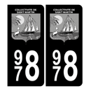 Autocollant Plaque d'immatriculation 978 Collectivité de Saint Martin Noir