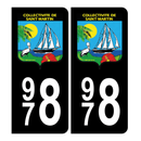 Autocollant Plaque d'immatriculation 978 Collectivité de Saint Martin