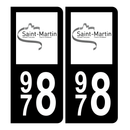 Autocollant Plaque d'immatriculation 978 Saint Martin Noir