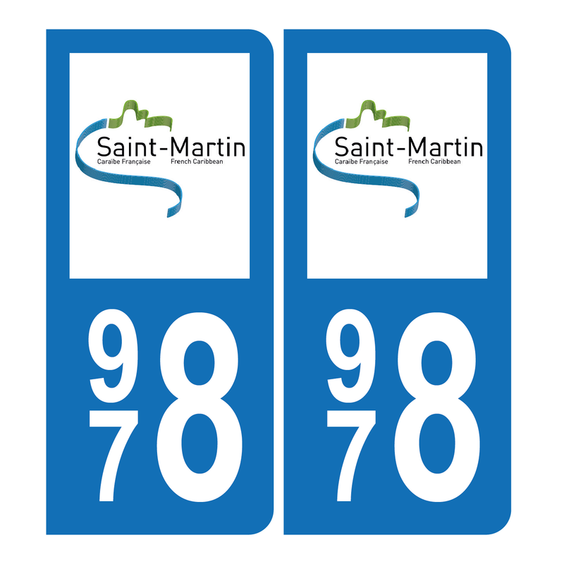 Autocollant Plaque d'immatriculation 978 Saint Martin