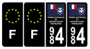 Lot 4 Autocollants Plaque d'immatriculation 984 Terres Australes et Antarctiques Françaises