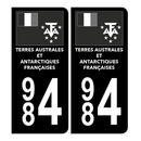 Autocollant Plaque d'immatriculation 984 Terres Australes et Antarctiques Françaises Noir