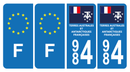 Lot 4 Autocollants Plaque d'immatriculation 984 Terres Australes et Antarctiques Françaises