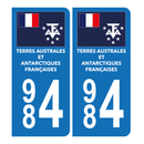 Autocollant Plaque d'immatriculation 984 Terres Australes et Antarctiques Françaises Noir