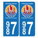 Autocollant Plaque d'immatriculation 987 Polynésie Française Bis
