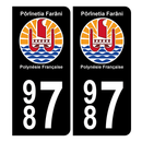Autocollant Plaque d'immatriculation 987 Polynésie Française Bis