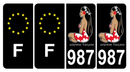 Lot 4 Autocollants Plaque d'immatriculation 987 Polynésie Française