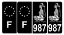 Lot 4 Autocollants plaque d'immatriculation 987 Polynésie Française Noir