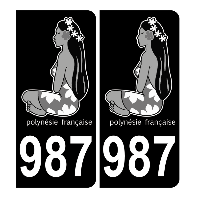 Autocollant Plaque d'immatriculation 987 Polynésie Française