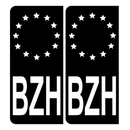 Autocollant Plaque d'immatriculation Voiture Bretagne Breizh BZH Noir