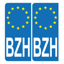 Autocollant Plaque d'immatriculation Voiture Bretagne Breizh BZH