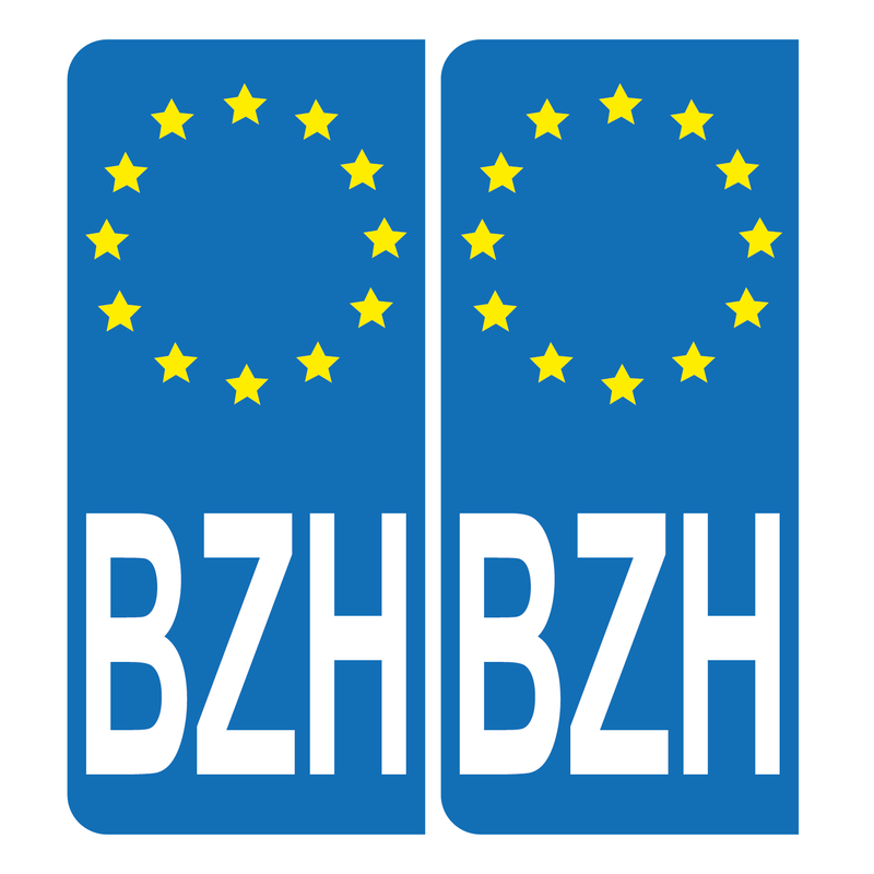 Autocollant Plaque d'immatriculation Voiture Bretagne Breizh BZH