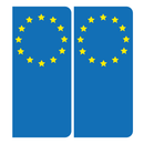 Autocollant Plaque d'immatriculation Voiture Noir Étoiles Blanches Europe Côté Droit