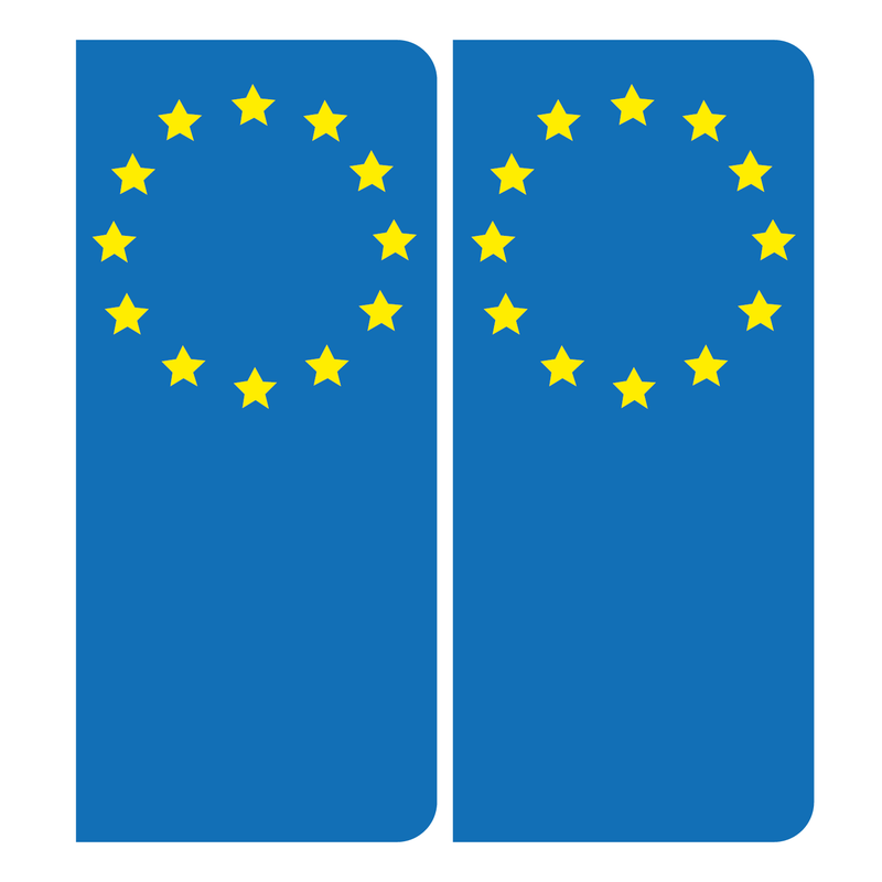 Autocollant Plaque d'immatriculation Voiture Noir Étoiles Blanches Europe Côté Droit