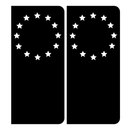 Autocollant Plaque d'immatriculation Voiture Noir Étoiles Blanches Europe Côté Droit