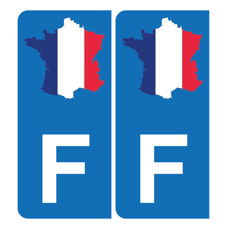 Autocollant Plaque d'immatriculation Voiture F Carte de France