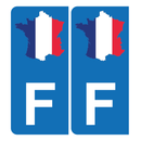 Autocollant Plaque d'immatriculation Voiture F Carte de France Noir Couleur