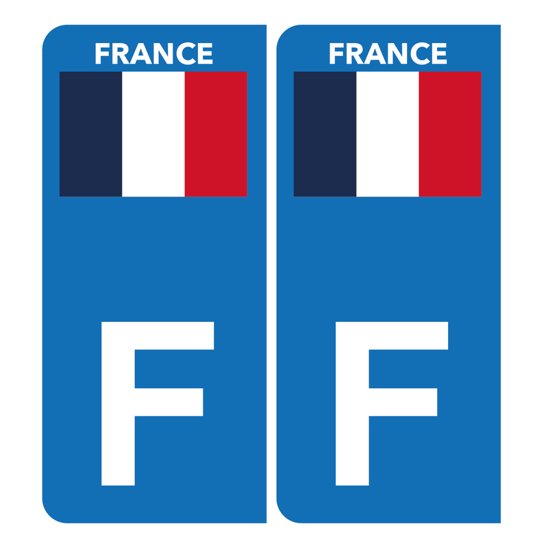 Autocollant Plaque d'immatriculation Voiture F Drapeau Français