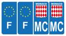 Lot de 4 Autocollants Plaque d'immatriculation Voiture MC Blason Monaco & F Europe