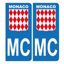 Autocollant Plaque d'immatriculation Voiture MC Blason Monaco