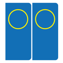 Autocollant Plaque d'immatriculation Voiture Rond Jaune Italie Côté Droit