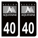Autocollant Plaque d'immatriculation Voiture Ancienne Région 40 Noir