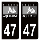 Autocollant Plaque d'immatriculation Voiture Ancienne Région 47