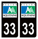 Autocollant Plaque d'immatriculation Voiture Ancienne Région 33 Noir