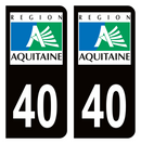 Autocollant Plaque d'immatriculation Voiture Ancienne Région 40