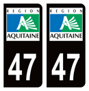 Autocollant Plaque d'immatriculation Voiture Ancienne Région 47 Noir