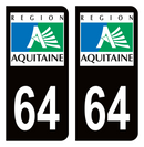 Autocollant Plaque d'immatriculation Voiture Ancienne Région 64