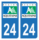 Autocollant Plaque d'immatriculation Voiture Ancienne Région 24