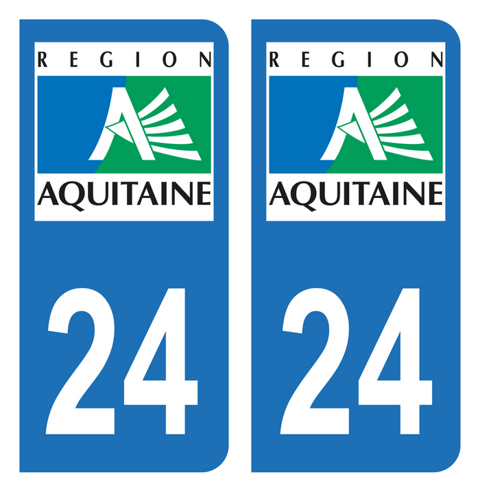 Sticker Immatriculation 24 - Nouvelle Aquitaine