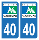 Autocollant Plaque d'immatriculation Voiture Ancienne Région 40