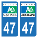 Lot 4 Autocollants Plaque d'immatriculation Voiture Ancienne Région 47