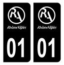 Autocollant Plaque d'immatriculation Voiture Ancienne Région 01 Noir
