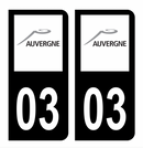 Autocollant Plaque d'immatriculation Voiture Ancienne Région 03 Noir