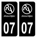 Autocollant Plaque d'immatriculation Voiture Ancienne Région 07 Noir