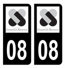 Autocollant Plaque d'immatriculation Voiture Ancienne Région 08 Noir