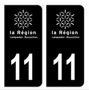 Autocollant Plaque d'immatriculation Voiture Ancienne Région 11 Noir